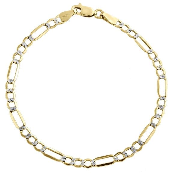 10K Yellow Gold 4.50mm Diamond Cut Hollow Fiagro Link Bracelet Anklet 10 Inch