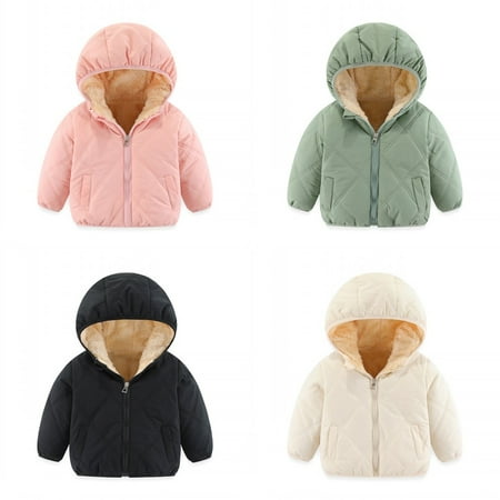 

Esho Toddler Boys Girls Thicken Hooded Coats Jackets Kids Winter Warm Fleece Lined Snow Clothes Outwear 2-7T