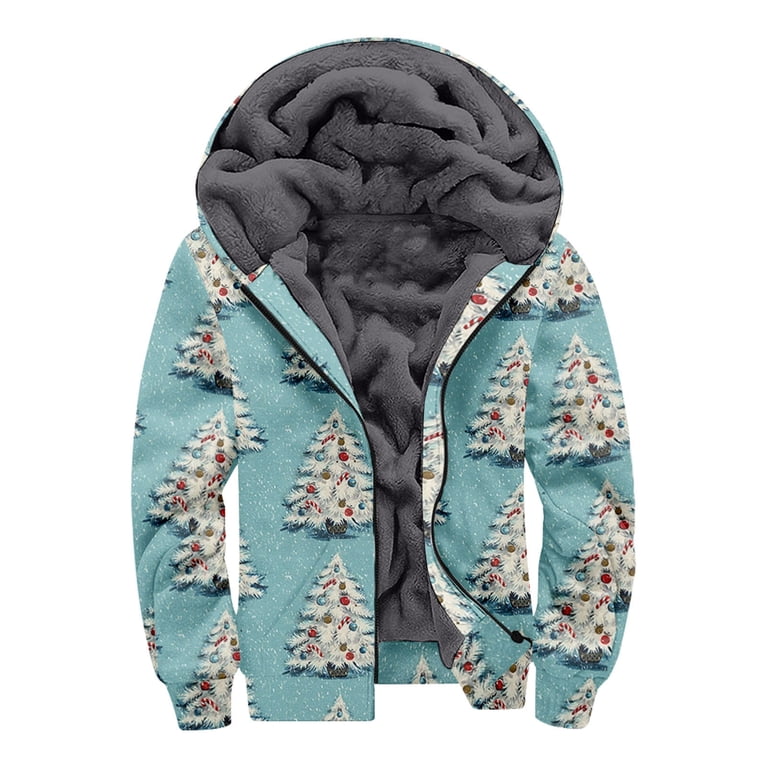 YYDGH Men's Christmas Zip Up Hoodie Heavyweight Winter Sweatshirt Fleece  Sherpa Lined Warm Jacket Sweatshirts Xmas Print Long Sleeve Outwear Light  Blue XL - Walmart.com