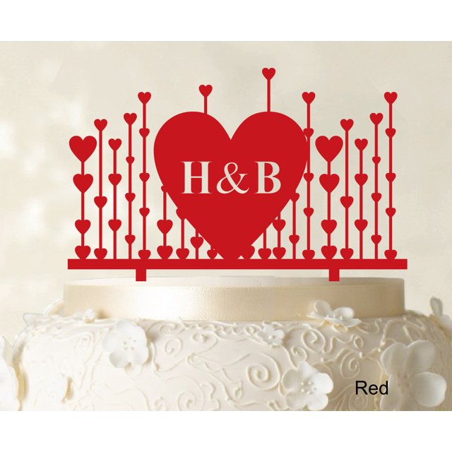Monogram Cake Topper First Name Initial Heart Cake Topper