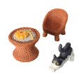 thumbnail image 3 of Figura de gato en miniatura, modelo de mesa y silla, juguete realista de juego de simulación con muebles, modelo para micropaisaje de jardín de hadas. Gato estirándose, 3 of 8