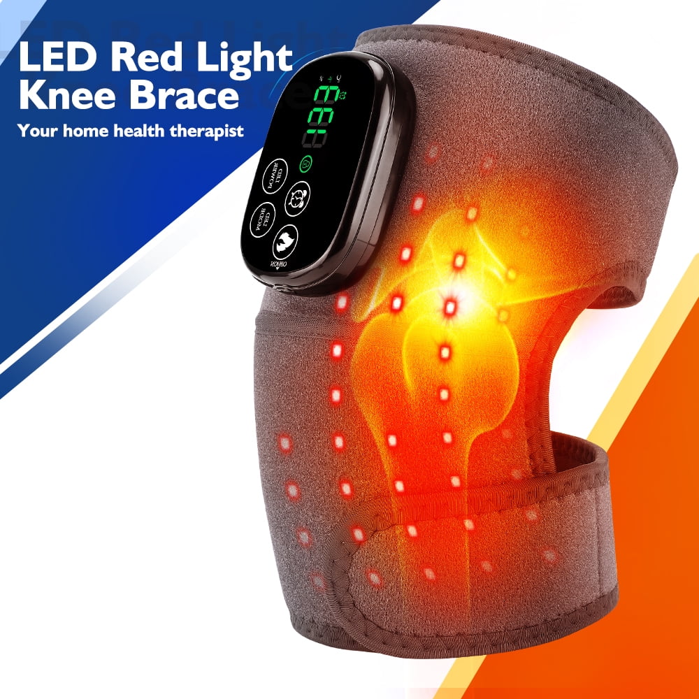 Knee Massager with 3 Modes&4 Heat Levels, Cordless Knee Brace Wrap with LED Beads, 3 in 1 Heating Pad for Elbow Knee Shoulder