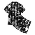 thumbnail image 4 of OJSFQUFP Girls Shorts Set Toddler Short Sleeve Print Shirts Tops Pants Outfits Button, 4 of 6