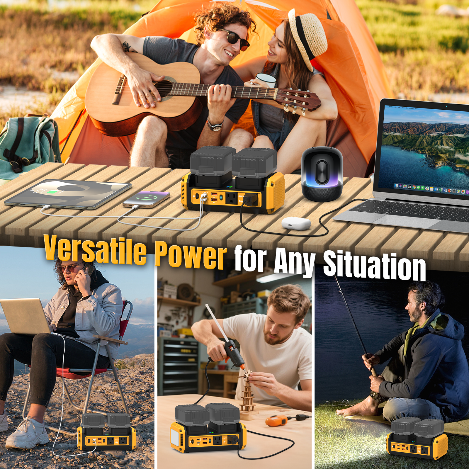 Kzreect 350W Pure Sine Wave Power Inverter, Compatible with DeWalt 20V Batteries, 20V to AC 120V, 140W Type-C 18W USB-A Fast Charging