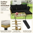 thumbnail image 4 of Gymax 3PCS Patio Wicker Furniture Set L-Shaped Sofa Conversation Set w/ Black Cushions, 4 of 7
