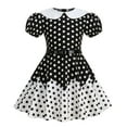 thumbnail image 5 of JIAYUE Girls Dress Short Sleeve Peter Pan Collar Kid With Polka Dot For Kids Color Block Princess With Belt Baby Classic Relaxed Fit Casual Daily Wear Children Dresses, 5 of 6