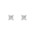 thumbnail image 3 of 0.5 Ct Princess Cut Studs Clear Crystal 18K White Solid Gold Everyday Dainty Earrings Push Back, 3 of 7