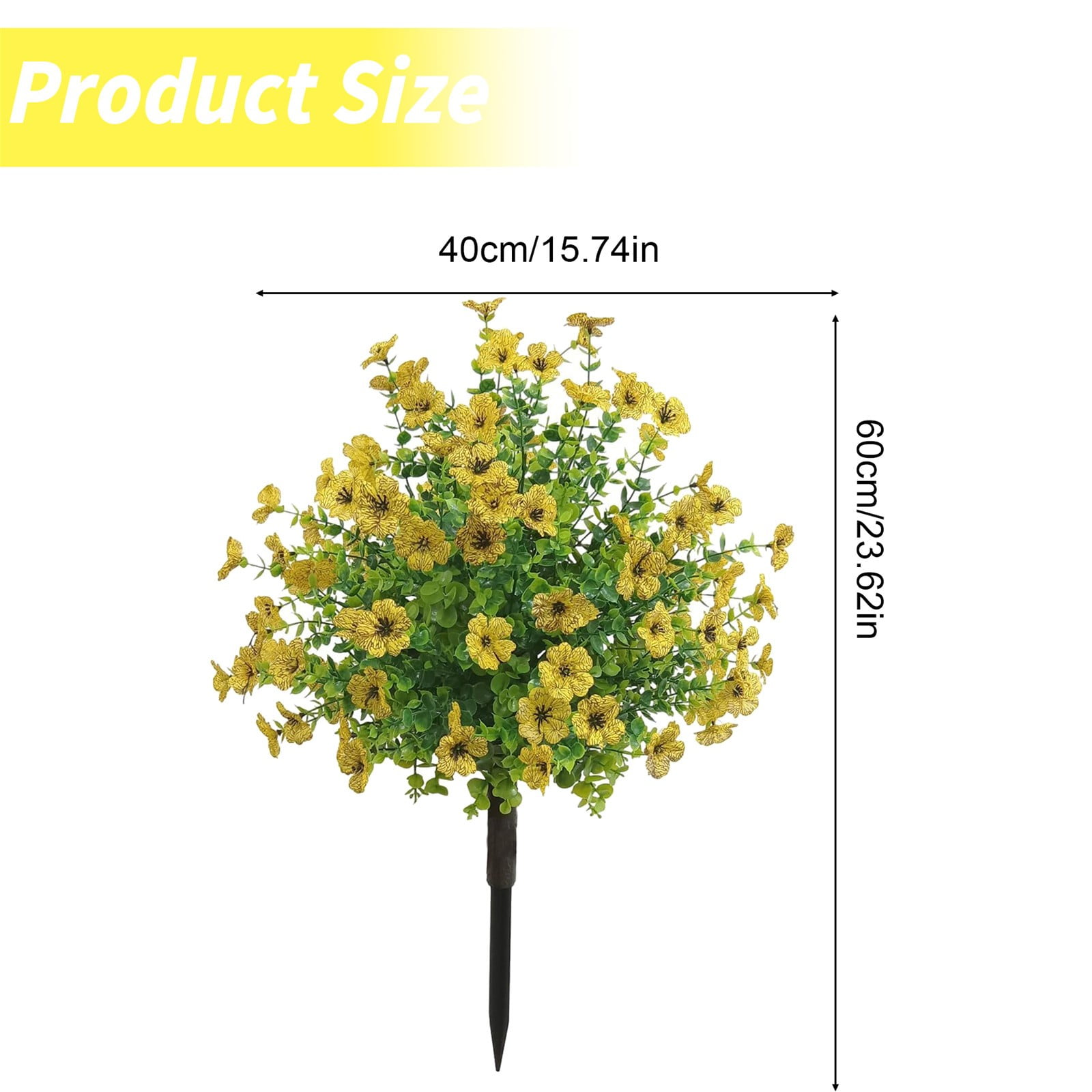 Artificial Outdoor Plants, 23.62X15.74inch Fake Hibiscus Bushes with Stakes, Faux Morning Glory Flower Plant Stakes, Faux Flower Topiary Balls with Ground Stakes, for Patio Yard Porch Decor