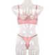 thumbnail image 3 of Conjunto de ropa interior sexy para mujer, malla, pestañas, sujetador de encaje, ropa interior, regalo, rosa, M Speravity XX000055-14, 3 of 7