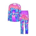 thumbnail image 3 of Men's Pajamas Set Comfy Lounge Two Piece Long Sleeve Pjs Soft Sleepwear, Magic Mushroom Geometry Psychedelic, 3 of 6