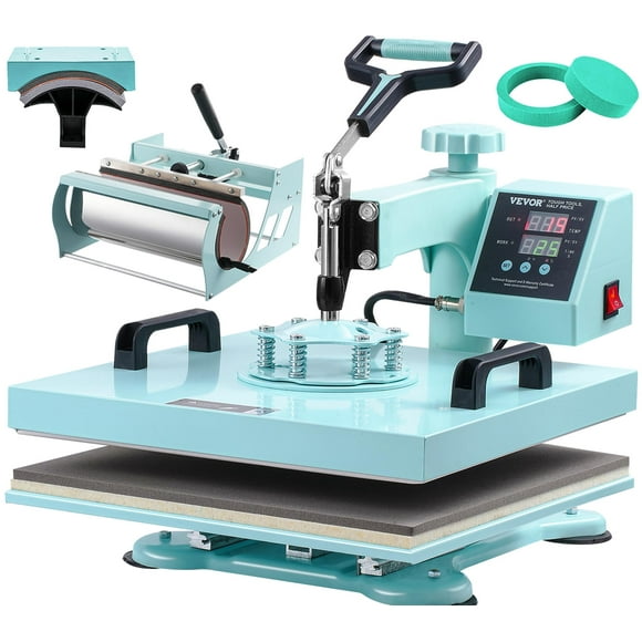 Heat Press VEVOR 5 en 1, 15 x 15 pulgadas, para camiseta, gorra, sombrero y taza