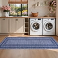 thumbnail image 3 of Garvee 2'x6' Modern Bordered Runner Rug Geometric Braided Printed Carpet, Washable Non Slip Rug Soft Low Pile Indoor Mats for Hallway Bedroom Kitchen, Dark Blue, 3 of 8