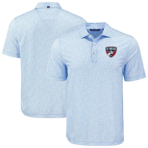 Men's-Cutter & Buck  Powder Blue FC Dallas Big & Tall Pike Eco Flora Print Recycled Polo