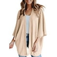 thumbnail image 1 of LinYooLi Women's Kimono Open Front Waffle Knit Cardigans Solid Sweater Batwing Sleeve Shawl Collared Soft Slouchy Cloak, 1 of 6