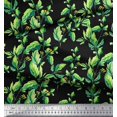 thumbnail image 2 of Soimoi Black Cotton Duck Fabric Jasmine Leaves Decor Fabric Printed Yard 44 Inch Wide, 2 of 3