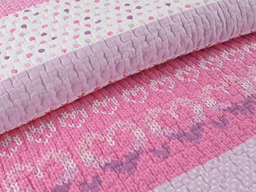 Cozy Line Cami Butterfly Knit Print Pink Purple Cotton Quilt Bedding Set, 2 Piece Twin