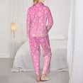 thumbnail image 5 of Junzan Breast Cancer Pink Ribbons Awareness Print Womens Pajama Sets,Long Sleeve Button Down For Women Pjs 2 Piece, 5 of 9
