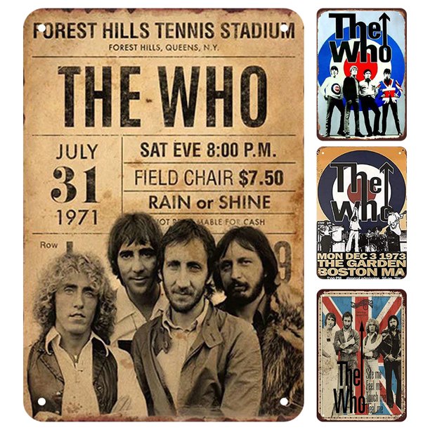 Kit Pintura Hierro Rectangular Placa Metal Vintage The Who 20x30cm 4 Uds.