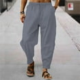 thumbnail image 2 of MDUKONU Men's Linen Casual Trousers Quick Dry Travel Wear Grey XXXL, 2 of 8