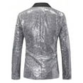 thumbnail image 5 of KHONTS Men's Sequin Blazer Tuxedo Party Prom Wedding Tuxedo One Button Jacket Silver XL, 5 of 6