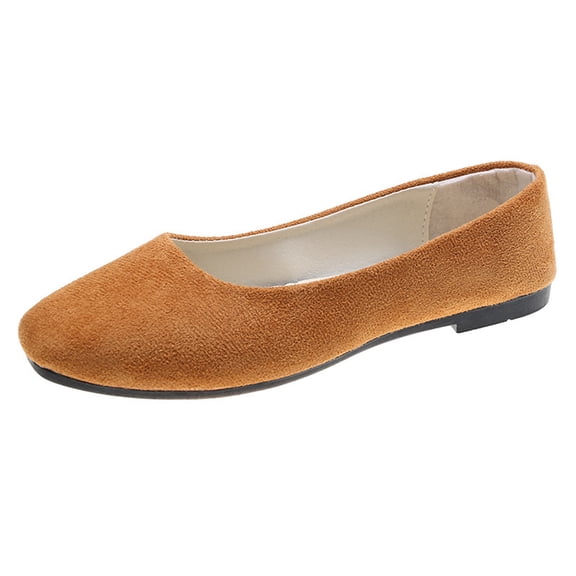 HCNTES Women Pointed Toe Flats Comfortable Ballet Walking Shoes Dressy Slip-ons Loafers(Brown,38)