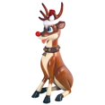 thumbnail image 1 of Design Toscano Santa's Christmas Red-Nosed Sitting Reindeer Holiday DÃ©cor Statue, Large 4 Ft, Full Color, 1 of 5