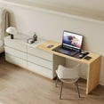 thumbnail image 2 of NessCarsti Coiffeuse Moderne Extensible en L avec 6 Tiroirs, Table d'Ordinateur Beige Réglable pour Bureau à Domicile, Chambre, Maquillage et Jeux, 2 of 7