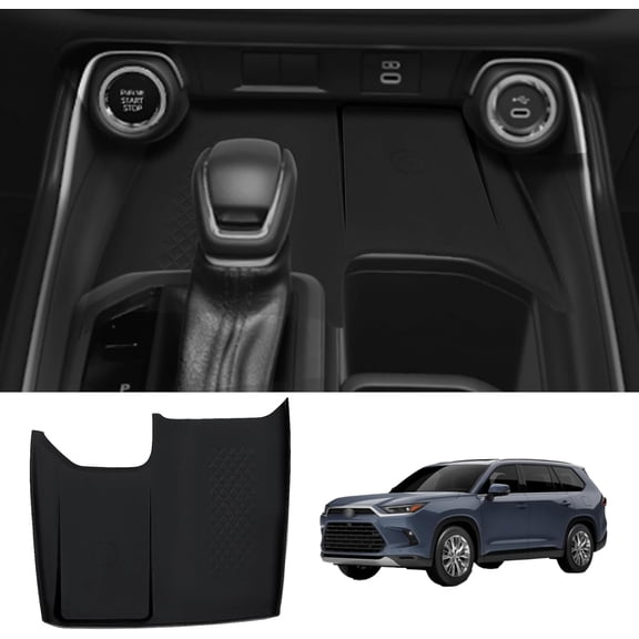 Wireless Charging Anti-Slip Mat for Grand Highlander 2024 2025, Black Silicone Protective Pad Liners for Grand Highlander Accessories