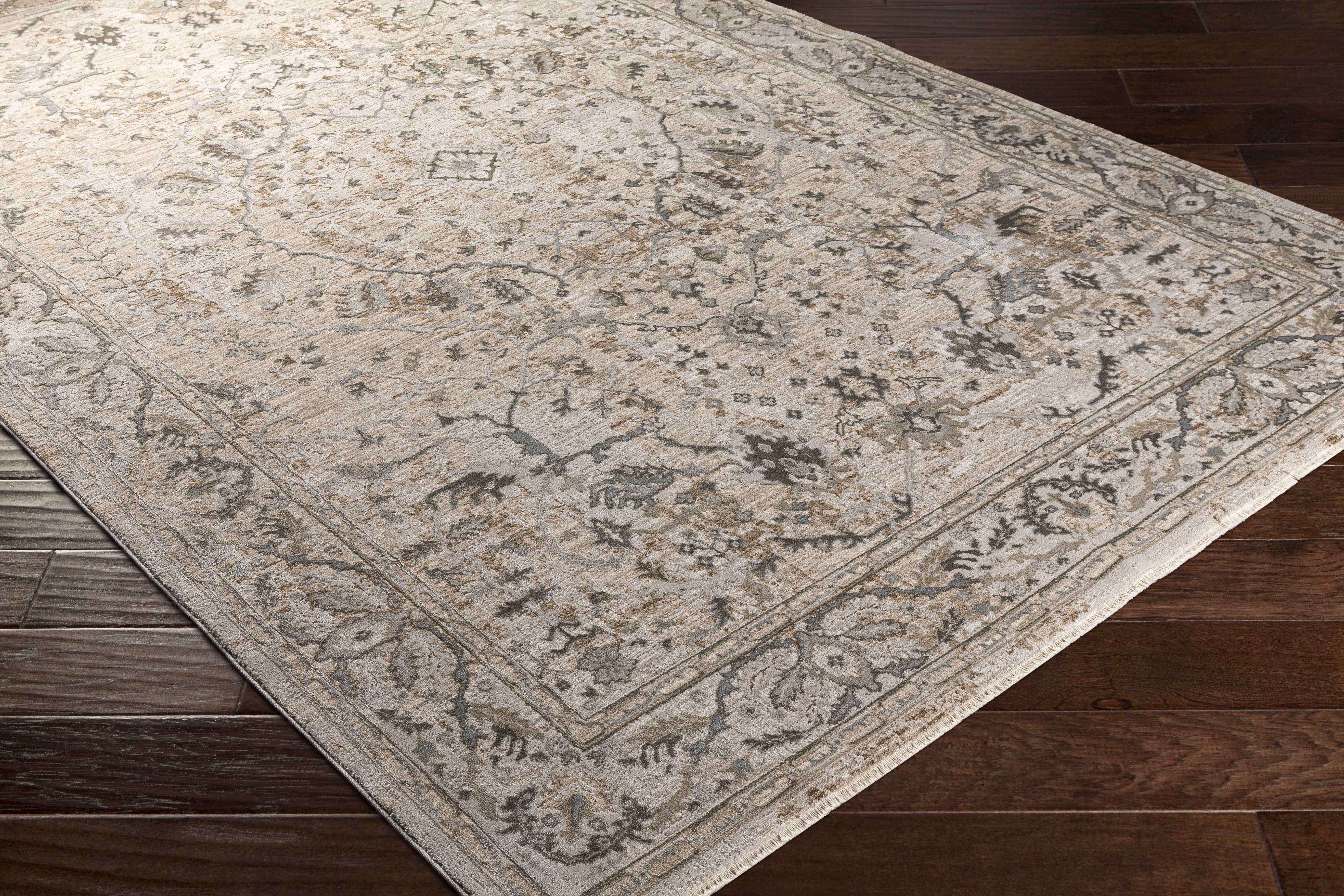 Hauteloom Laughlin Living Room, Bedroom Area Rug - Bohemian Traditional Oushak Style - Vintage Floral - Green, Cream, Blush - 5'3"-Round