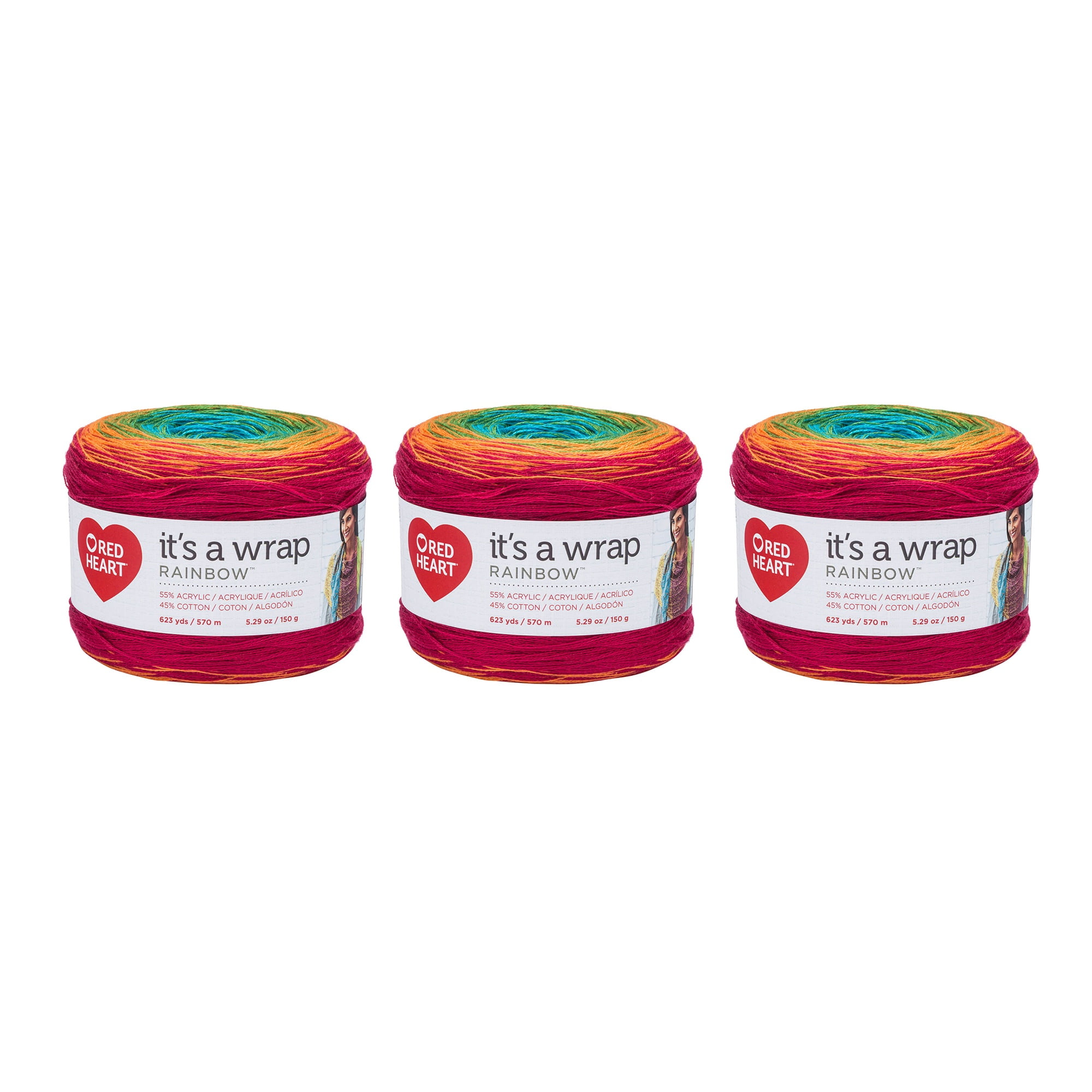 Red Heart It’s A Wrap Fiesta Yarn 3 Pack of 150g/5.3oz Acrylic