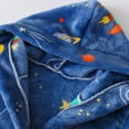 thumbnail image 3 of GYRATEDREAM Boys Girls Robe Kids Coral Fleece Hooded Bathrobe Sleepwear Pajamas Toddler Soft Plush Robes Sleepwear for 7-8Y Blue, 3 of 9