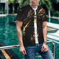 thumbnail image 6 of Zufioo Black And Gold Fire Dragon Print Men's Baseball Short Sleeve, Moisture Wicking Button-Down Hip Hop Tee-3X-Large, 6 of 7
