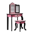 thumbnail image 5 of Fantasy Fields Kids Vanity Table Set with Mirror and Stool – Gisele Leopard Print, Black and Pink, 5 of 12