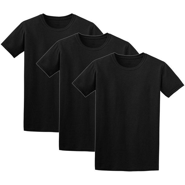 JH Design Men's Black Crew Neck Short Sleeve Cotton TShirt 3Pack