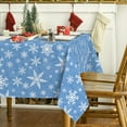thumbnail image 3 of Christmas Tablecloth 60×102 Inch Rectangular, White Snow Blue Washable Table Cover for Party Picnic Dinner Decor, 3 of 6