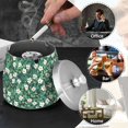 thumbnail image 4 of Yayeee Ashtray with Lid for Cigarette Smokeless Stainless Steel Home Ash Holder, Small White Flowers, 4 of 7