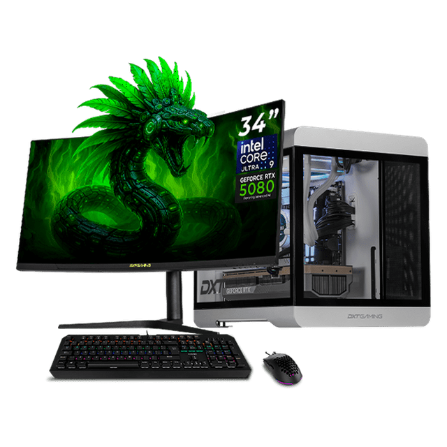 PC Gamer Completa IA DXT GAMING NVIDIA GeForce RTX 5080 Intel Core Ultra 9 285K 32GB DDR5 SSD 2TB Monitor 34 180Hz Sistema Liquido WIFI Black Productividad Profesional impulsada por IA Avanzada