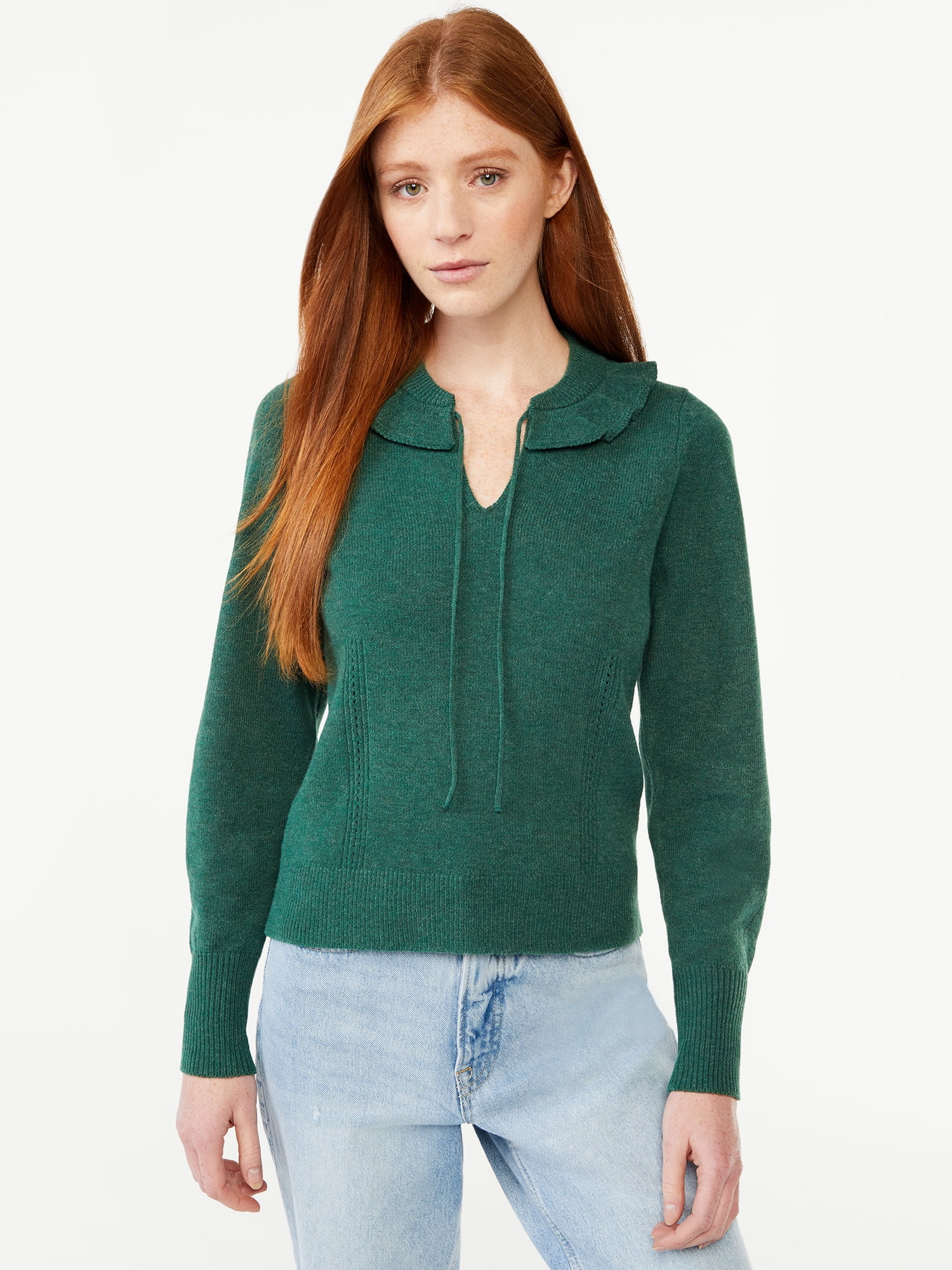 Free Assembly Women's Ruffle Collar Sweater