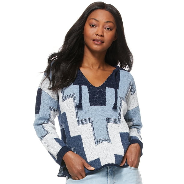Scoop Scoop Geo Print Baja Sweater Women's