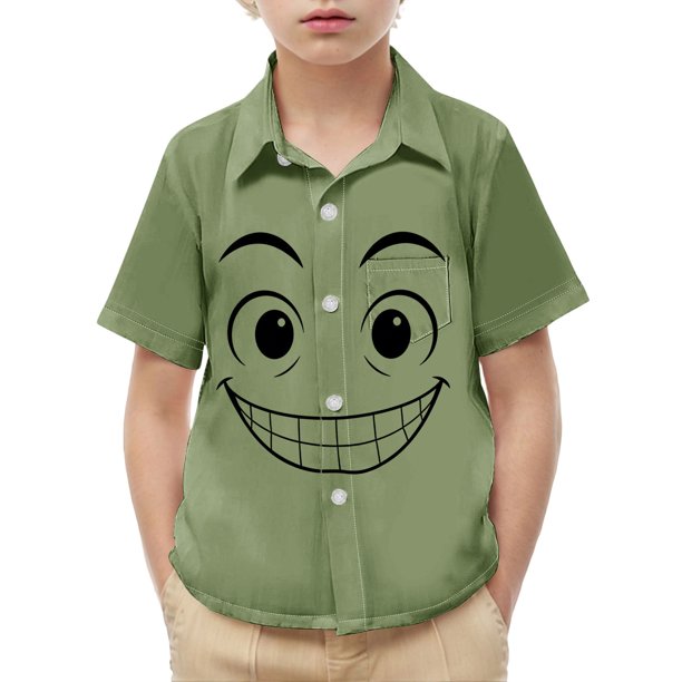 Blusa y camisa de manga corta con cuello vuelto para niños y niñas, moda, estampado bonito con bolsillo, camisa informal de manga corta para niño.