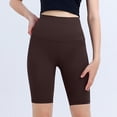 thumbnail image 6 of Scyoekwg Womens Shorts Casual Ladies Sweatpants Casual Loose Solid Color Comfy High Waist Yoga Half Short Pants Pants Brown,L, 6 of 6