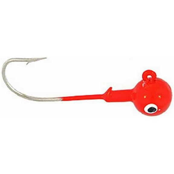 Big Bite Baits BBJ116-05 0.06 oz Ball Jig Head, Red - 10 Per Bag