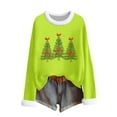 thumbnail image 2 of HOMBOM Womens Green Shirts Long Sleeve Christmas Dressy Casual Fuzzy Xmas Snowman Crewneck Blouse for Female Fall, 2 of 6