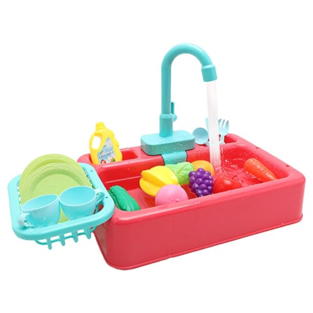 Juguete para fregadero de cocina, juguete para lavar platos con agua corriente, juego de rol
