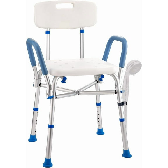 Shower Chair for Inside Shower - Heavy Duty Shower Chair with Padded Armrests and Back, Height Adjustable Shower Bench for Bathtub, 450 lbs Slip Resistant Shower Chair for Elderly and Disabled