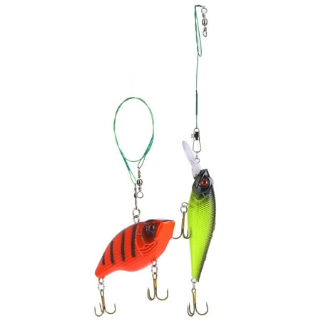 Paraugas 2Pcs Hard Bait Fish Lure with Treble Hook Fishing Tackle Lifelike Swimming Posture
