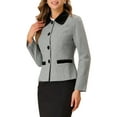 thumbnail image 4 of INSPIRE CHIC Women's Contrast Turn Down Collar Pocket Single Breasted Winter Peacoat L Light Grey, 4 of 6