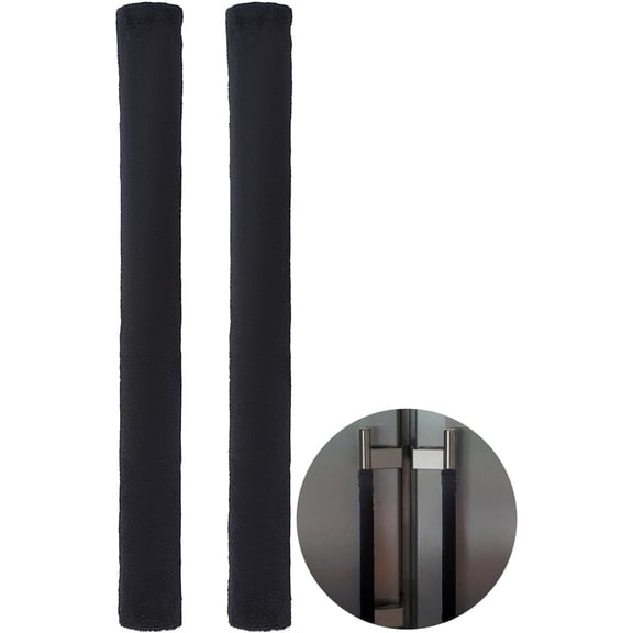 2Pcs Black Refrigerator Handle Covers Polyester Washable Adjustable Non Slip Keep Kitchen Clean Door Handles Appliance Protector Decor Catch Cover for Fridge Microwave Oven Dishwasher