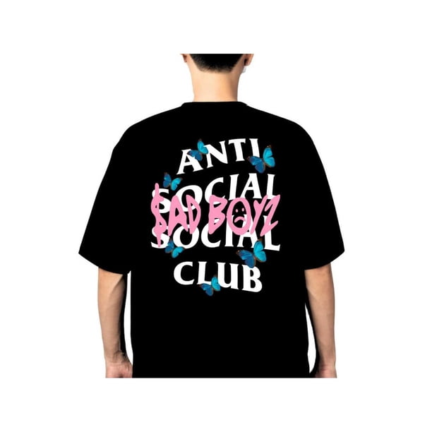 Ropa de hombre Playera 100% Algodón Peinado Cuello Redondo Modelo Anti Social x Sad Boyz Mariposas de Junior H Sad Boyz Camisetas unisex para hombre Camiseta de primavera/otoño/verano Camiseta de cuel