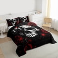 thumbnail image 3 of Homewish Gothic Skull 3-Piece Full Size Comforter Sets For Female Men Adults,Red Rose Bedding Comforter Set,Chic Flowers Lightweight Bedding Sets,Exotic Style Bedroom Decor,Reversible, 3 of 8